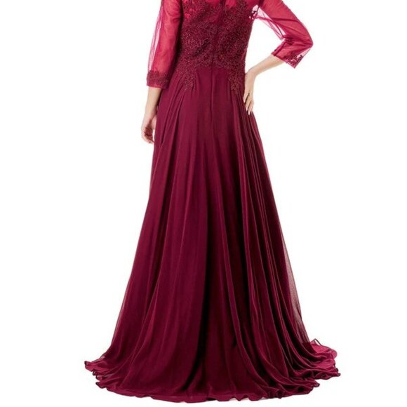 New A-Line MOB Formal Maxi Gown w/ Round Neck & Floral Lace Embroidery TC M2723J - Picture 8 of 8
